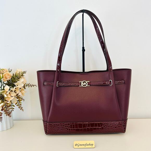 Michael Kors Handbags - Michael Kors Purse Reed Large Logo Tote Bag Oxblood MK